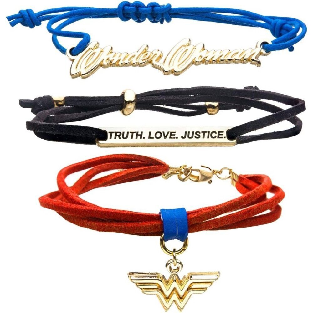 Wonder Woman Logo Cord Bracelets Set Women Polyester Buckle Jewelry